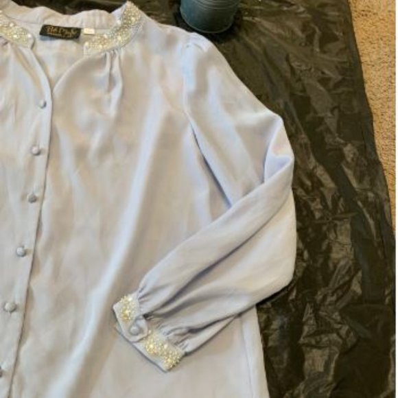 Bob Mackie Blouse Long Sleeve  Purple Vintage L - Picture 8 of 8